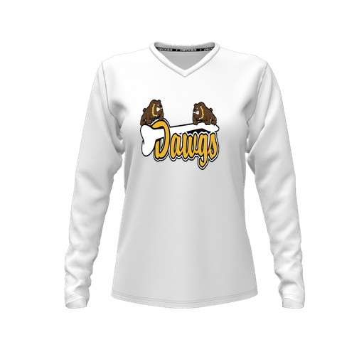 [FTLVCFWH-FYXS-LOGO2] Comfort T-Shirt (Female Youth XS, White, V Neck, Logo 2, Long Sleeve)