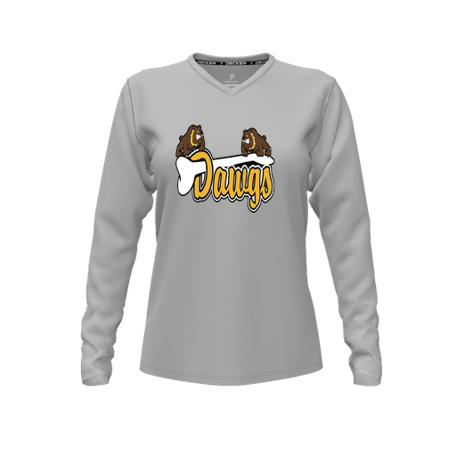 [FTLVCFGY-FYXS-LOGO2] Decker Comfort T-Shirt (Female Youth XS, Gray, V Neck, Logo 2, Long Sleeve)