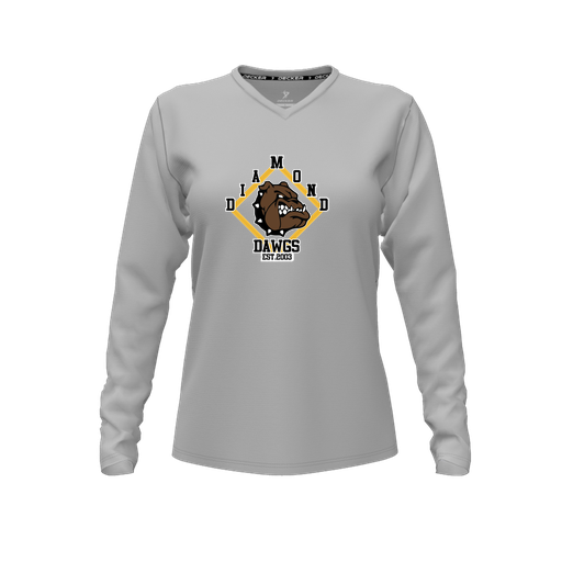 [CUS-DFW-TEES-CMF-VNK-LSL-GRY-FYXS-LOGO3] Comfort T-Shirt (Female Youth XS, Gray, V Neck, Logo 3, Long Sleeve)