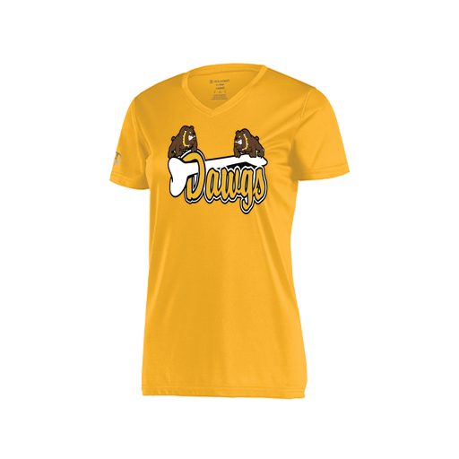 [222820.023.S-LOGO2] Ladies Movement Dri Fit Shirt (Female Adult S, Athletic Gold, Logo 2)