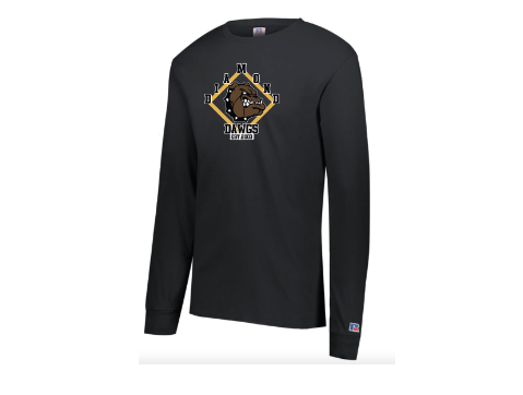 Pittsburgh Diamond Dawgs - Black 100 Cotton Long Sleeve Shirt Logo 3
